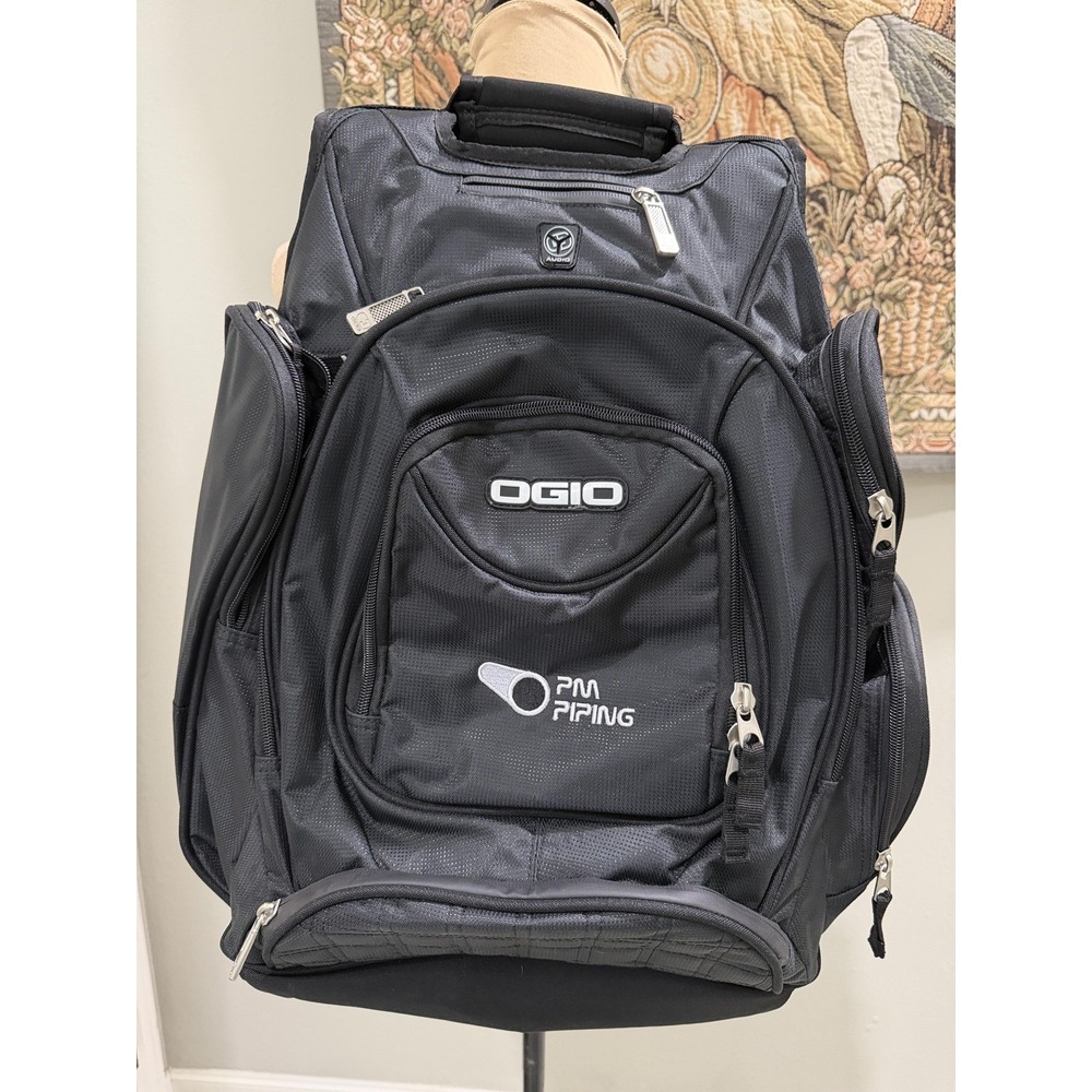 Ogio Black 19" Backpack Soft Case Laptop Compartment PM Piping Logo Men Daypack